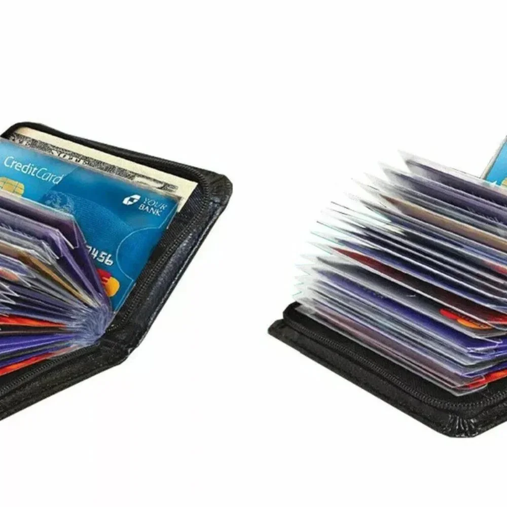 2 PACK Lock Wallet Protection Amazing Slim Leather RFID Card Wallet ID Holder